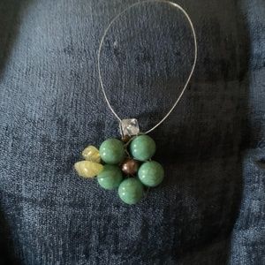 Handmade genuine TURQUOISE beaded FLOWER KEYCHAIN